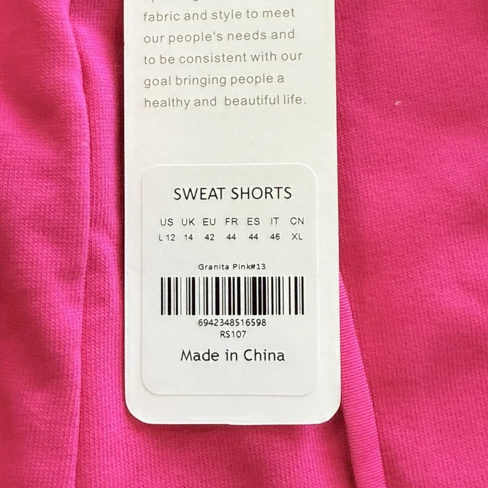 NWT CRZ YOGA WORKOUT Sweat  Shorts Pull On Pink Women's‎ Sz Large L - Picture 3 of 4